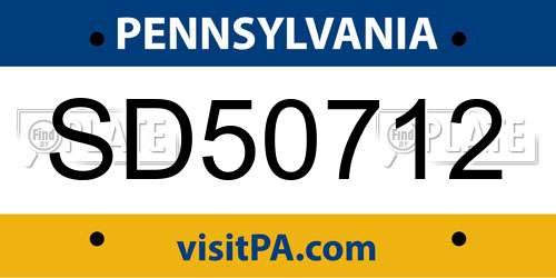 SD50712 Pennsylvania License Plate