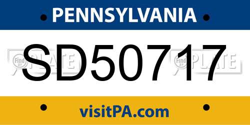 SD50717 Pennsylvania License Plate