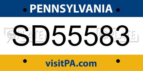 SD55583 Pennsylvania License Plate