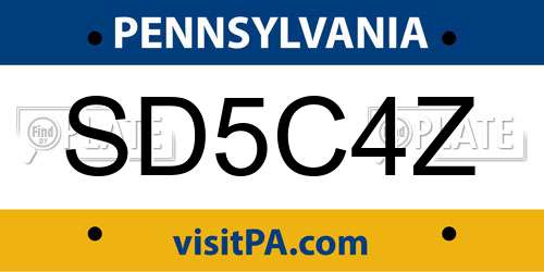 SD5C4Z Pennsylvania License Plate