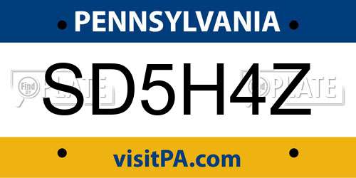 SD5H4Z Pennsylvania License Plate