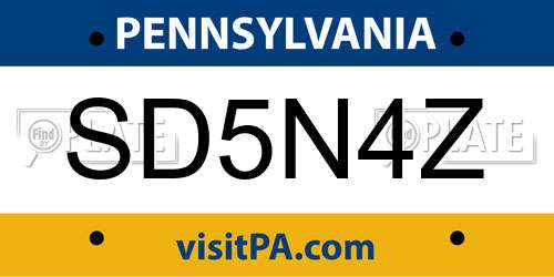 SD5N4Z Pennsylvania License Plate
