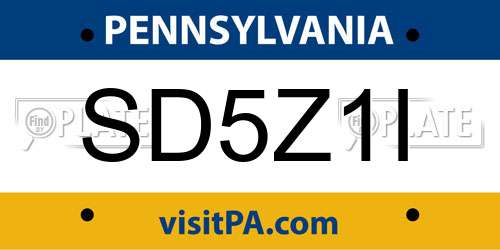 SD5Z1I Pennsylvania License Plate