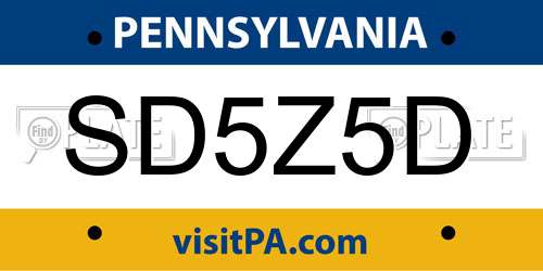 SD5Z5D Pennsylvania License Plate