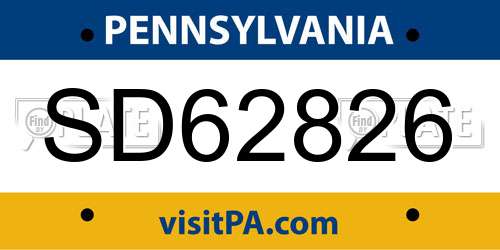SD62826 Pennsylvania License Plate
