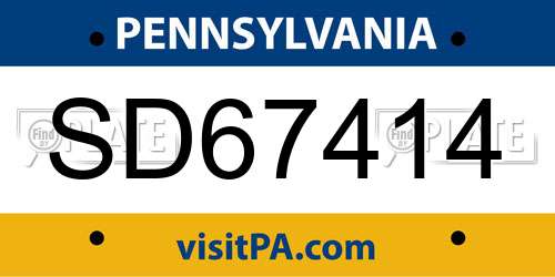 SD67414 Pennsylvania License Plate