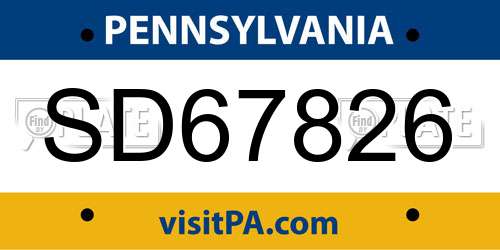 SD67826 Pennsylvania License Plate