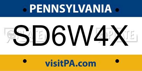 SD6W4X Pennsylvania License Plate