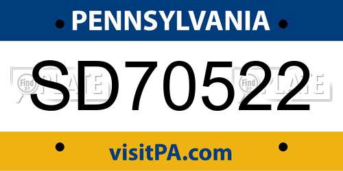 SD70522 Pennsylvania License Plate