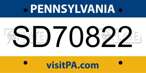 SD70822 Pennsylvania License Plate