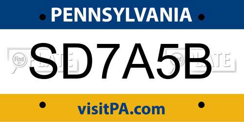 SD7A5B Pennsylvania License Plate