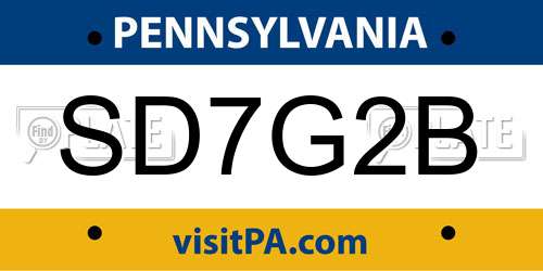 SD7G2B Pennsylvania License Plate