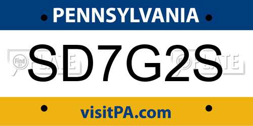 SD7G2S Pennsylvania License Plate
