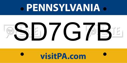 SD7G7B Pennsylvania License Plate