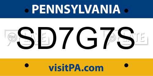 SD7G7S Pennsylvania License Plate
