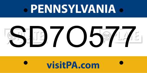 SD7O577 Pennsylvania License Plate