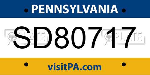 SD80717 Pennsylvania License Plate