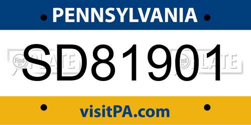SD81901 Pennsylvania License Plate