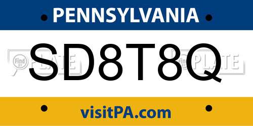 SD8T8Q Pennsylvania License Plate