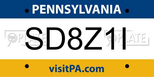 SD8Z1I Pennsylvania License Plate