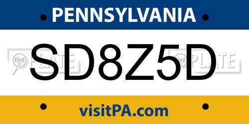 SD8Z5D Pennsylvania License Plate