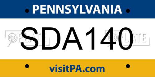 SDA140 Pennsylvania License Plate