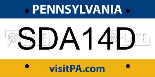 SDA14D Pennsylvania License Plate