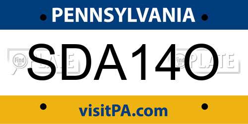 SDA14O Pennsylvania License Plate