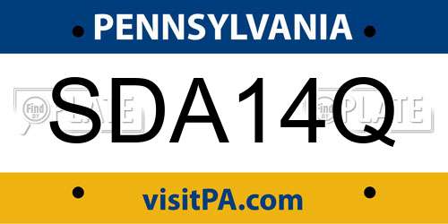 SDA14Q Pennsylvania License Plate