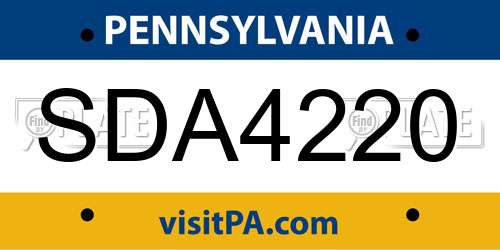 SDA4220 Pennsylvania License Plate