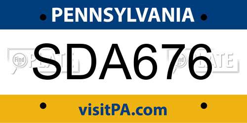 SDA676 Pennsylvania License Plate