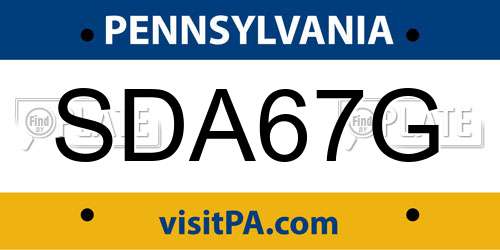 SDA67G Pennsylvania License Plate