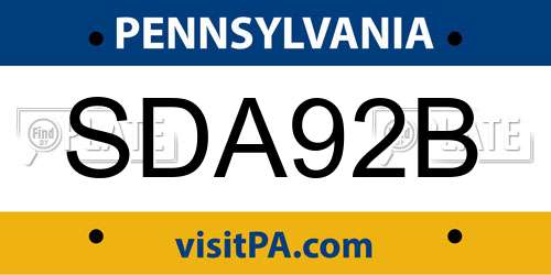 SDA92B Pennsylvania License Plate