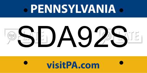 SDA92S Pennsylvania License Plate