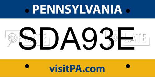 SDA93E Pennsylvania License Plate