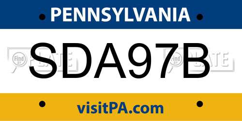 SDA97B Pennsylvania License Plate