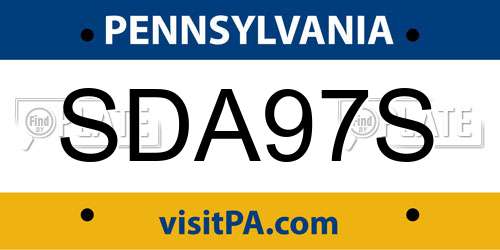 SDA97S Pennsylvania License Plate