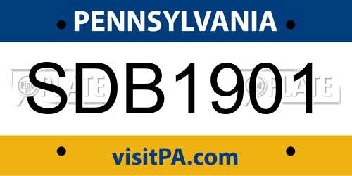 SDB1901 Pennsylvania License Plate