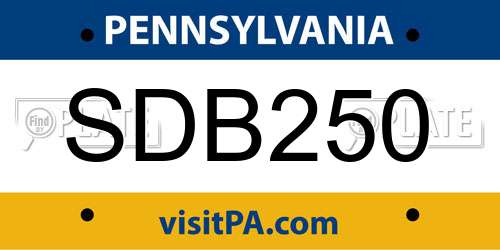 SDB250 Pennsylvania License Plate