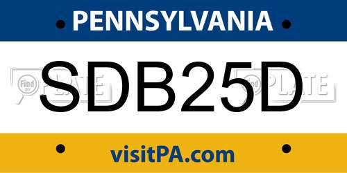 SDB25D Pennsylvania License Plate
