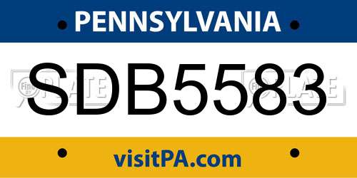 SDB5583 Pennsylvania License Plate