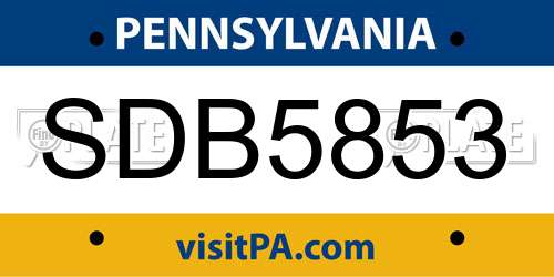 SDB5853 Pennsylvania License Plate