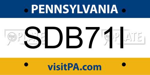 SDB71I Pennsylvania License Plate