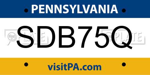SDB75Q Pennsylvania License Plate
