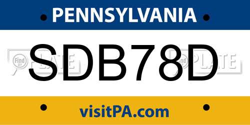 SDB78D Pennsylvania License Plate