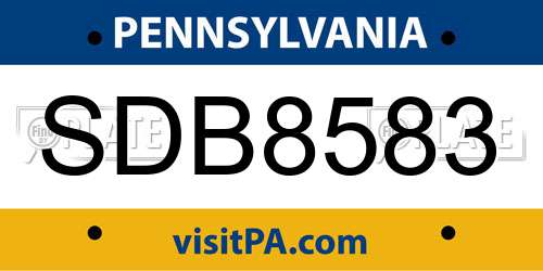 SDB8583 Pennsylvania License Plate