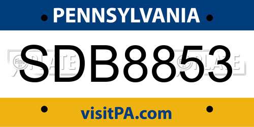 SDB8853 Pennsylvania License Plate