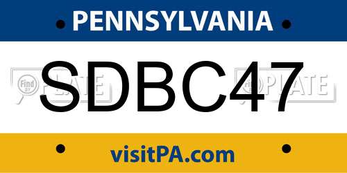 SDBC47 Pennsylvania License Plate