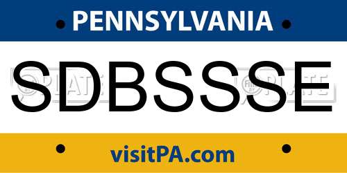 SDBSSSE Pennsylvania License Plate