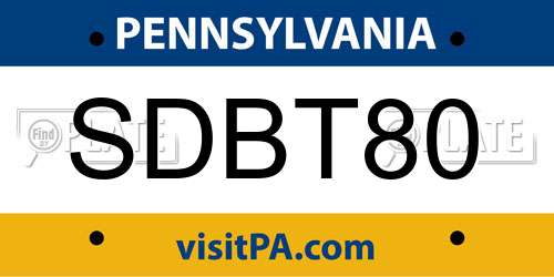 SDBT80 Pennsylvania License Plate
